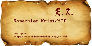 Rosenblat Kristóf névjegykártya